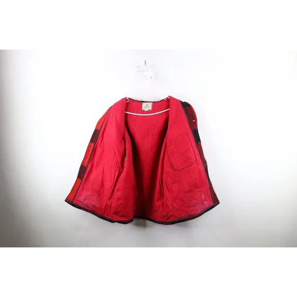 Vtg 50s 60s Streetwear Mens 42 Distressed Wool Mackinaw Hooded Cape Neck Jacket